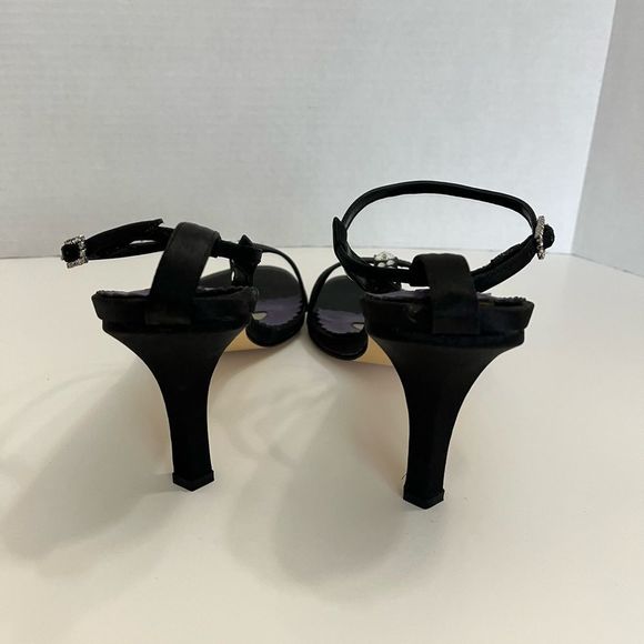 Johnathan Kayne Footwear Open Toe Heels Jeweled Ankle Strap Black/Purple Sz 10.5 - Picture 6 of 13